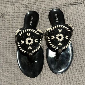 Black and White Sandals Size 7 Bamboo Jack Rogers Style Jellies